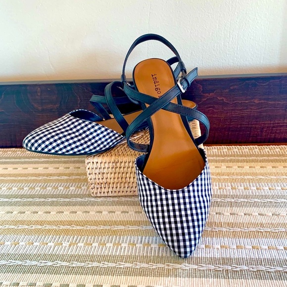 Indigo Shoes - 🎉HP‼️💥Indigo Rd Black & White Gingham flats - Size 7.5✨✨✨